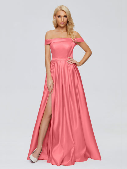 Annabelle Off the Shoulder Satin Bridesmaid Dresses