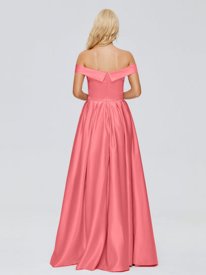 Annabelle Off the Shoulder Satin Bridesmaid Dresses