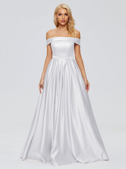 Annabelle Off the Shoulder Satin Bridesmaid Dresses