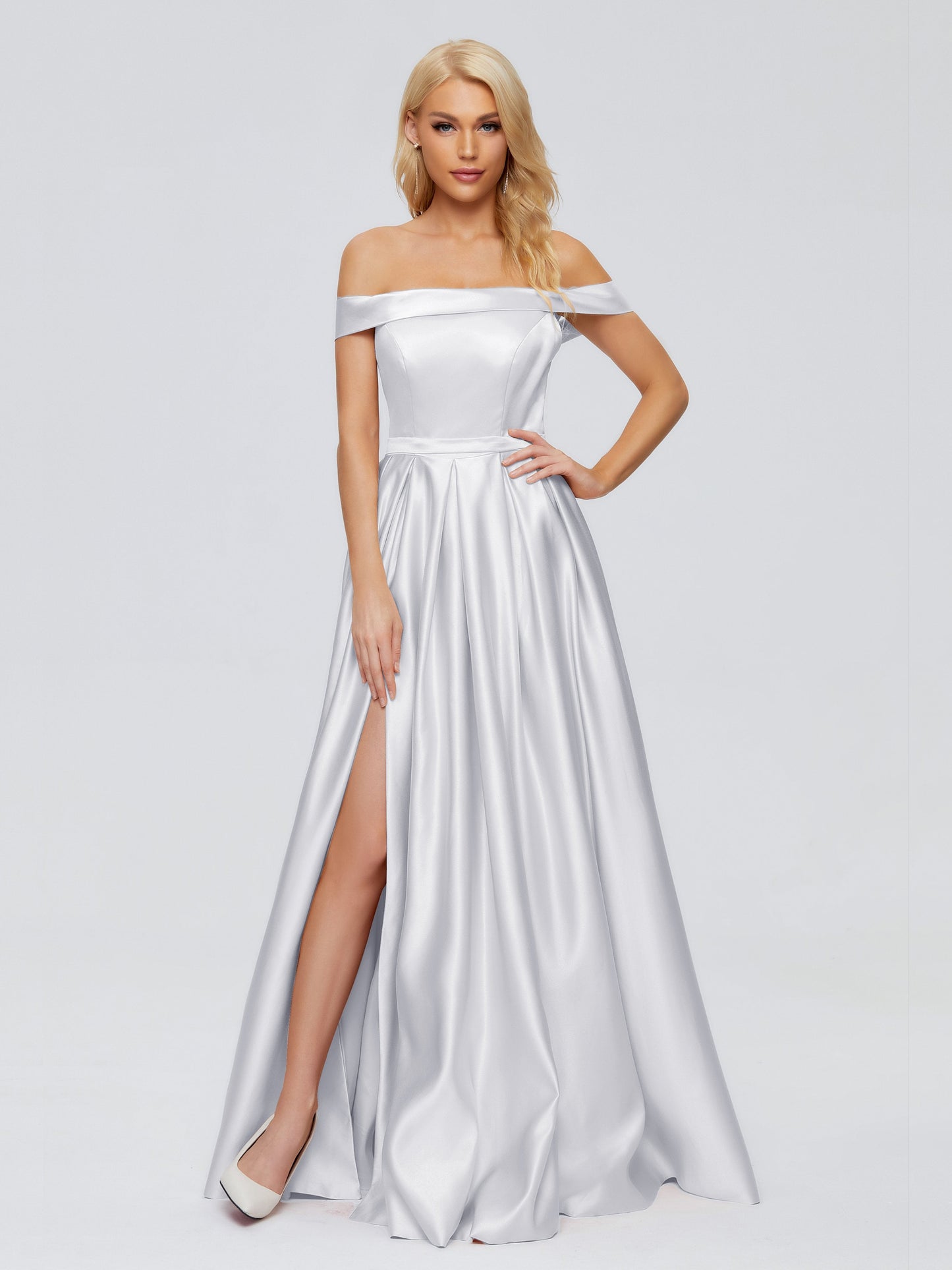 Annabelle Off the Shoulder Satin Bridesmaid Dresses