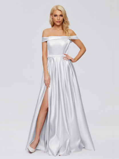 Annabelle Off the Shoulder Satin Bridesmaid Dresses