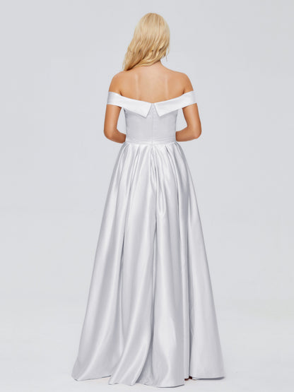Annabelle Off the Shoulder Satin Bridesmaid Dresses