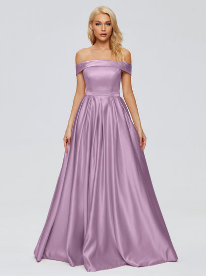 Annabelle Off the Shoulder Satin Bridesmaid Dresses