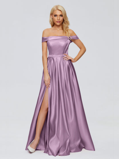 Annabelle Off the Shoulder Satin Bridesmaid Dresses
