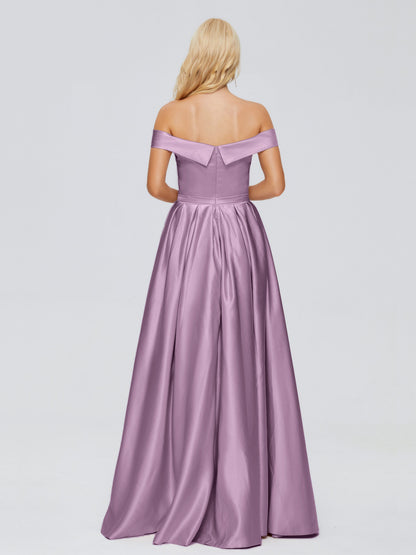 Annabelle Off the Shoulder Satin Bridesmaid Dresses