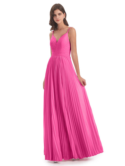 Jazlynn Floor Length Spaghetti Straps Chiffon Bridesmaid Dresses