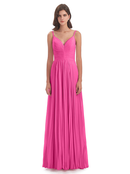 Jazlynn Floor Length Spaghetti Straps Chiffon Bridesmaid Dresses