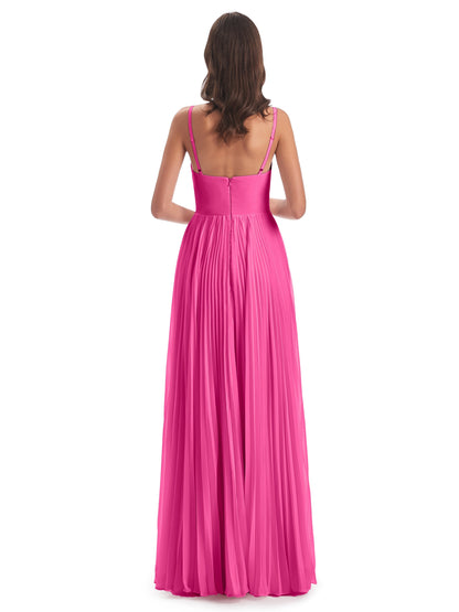 Jazlynn Floor Length Spaghetti Straps Chiffon Bridesmaid Dresses