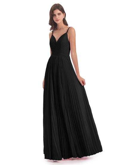 Jazlynn Floor Length Spaghetti Straps Chiffon Bridesmaid Dresses