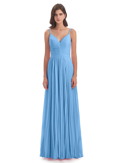 Jazlynn Floor Length Spaghetti Straps Chiffon Bridesmaid Dresses