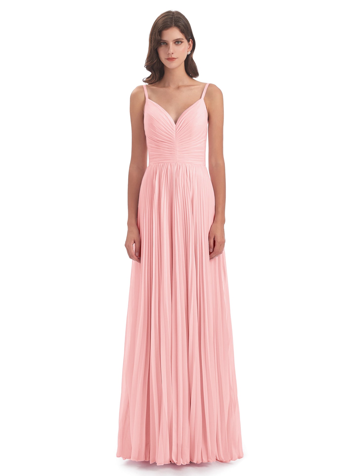 Jazlynn Floor Length Spaghetti Straps Chiffon Bridesmaid Dresses