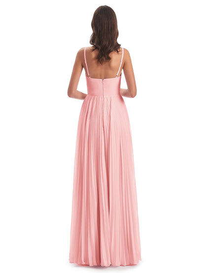 Jazlynn Floor Length Spaghetti Straps Chiffon Bridesmaid Dresses