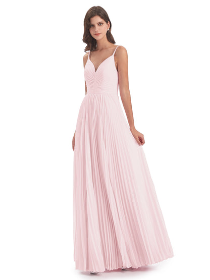 Jazlynn Floor Length Spaghetti Straps Chiffon Bridesmaid Dresses