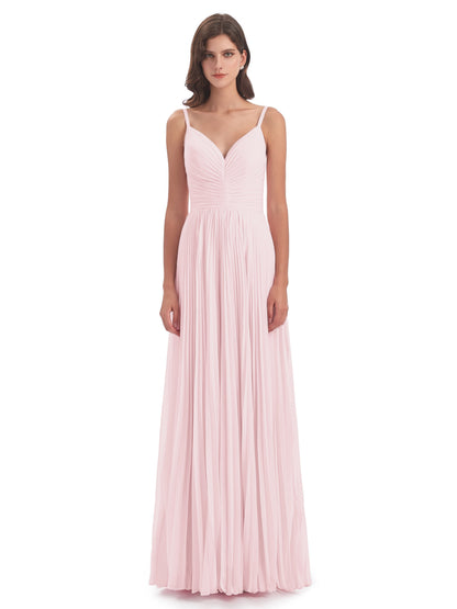 Jazlynn Floor Length Spaghetti Straps Chiffon Bridesmaid Dresses