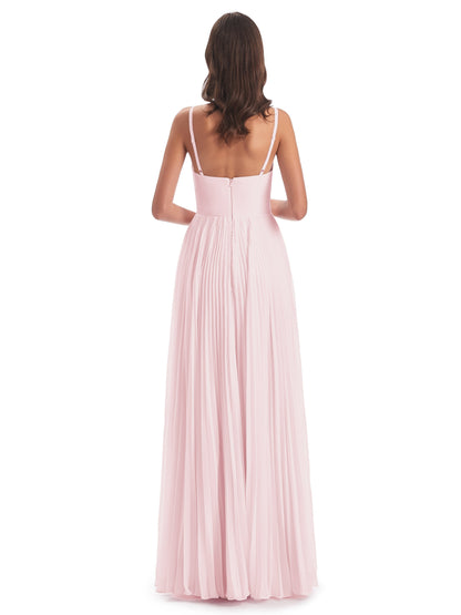 Jazlynn Floor Length Spaghetti Straps Chiffon Bridesmaid Dresses