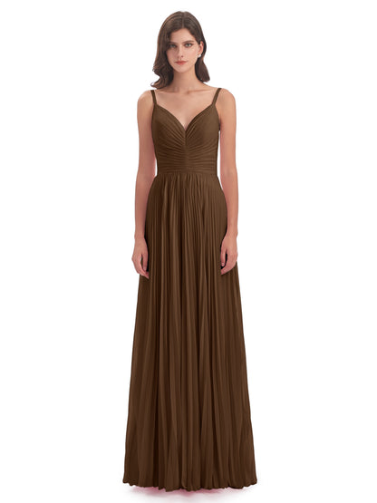 Jazlynn Floor Length Spaghetti Straps Chiffon Bridesmaid Dresses