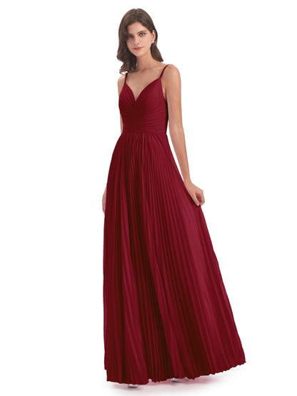 Jazlynn Floor Length Spaghetti Straps Chiffon Bridesmaid Dresses