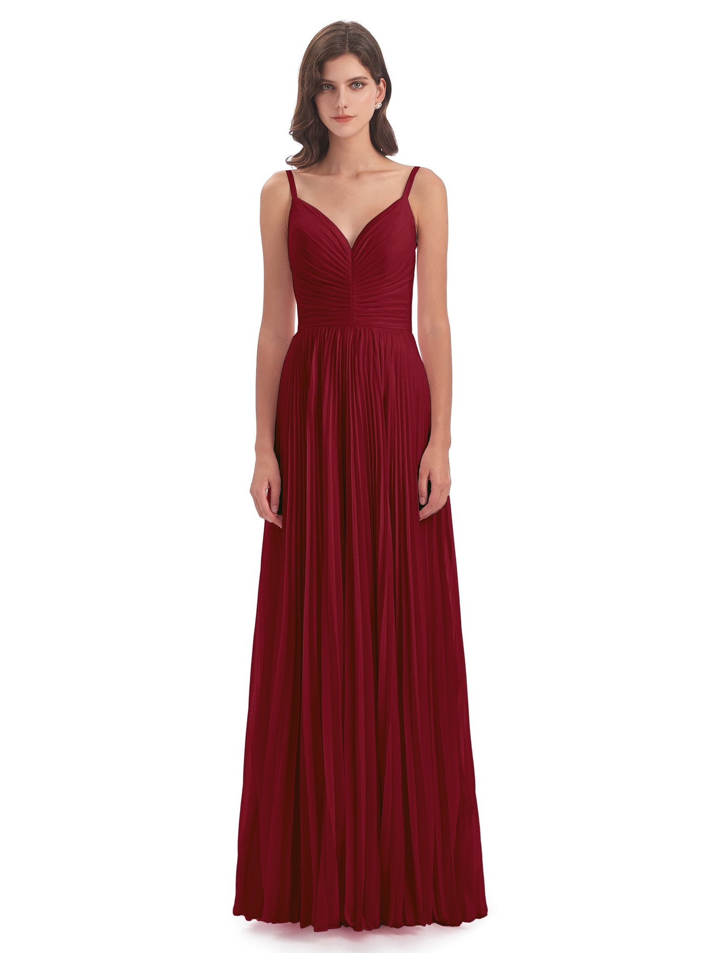 Jazlynn Floor Length Spaghetti Straps Chiffon Bridesmaid Dresses