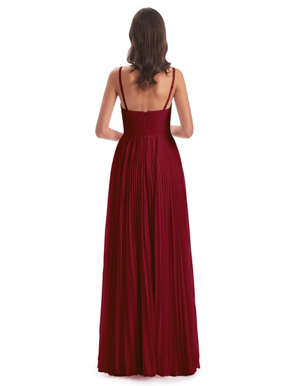 Jazlynn Floor Length Spaghetti Straps Chiffon Bridesmaid Dresses