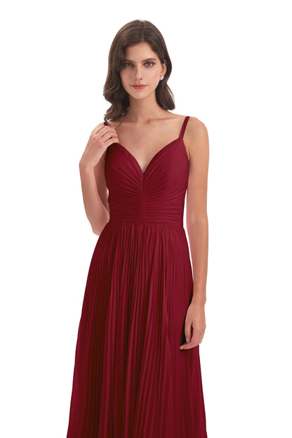 Jazlynn Floor Length Spaghetti Straps Chiffon Bridesmaid Dresses