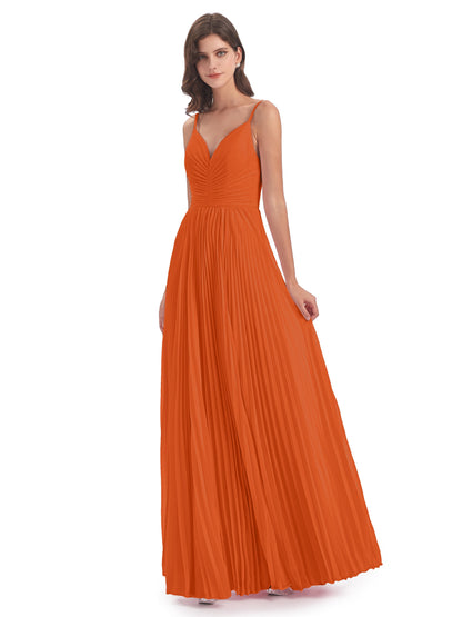 Jazlynn Floor Length Spaghetti Straps Chiffon Bridesmaid Dresses