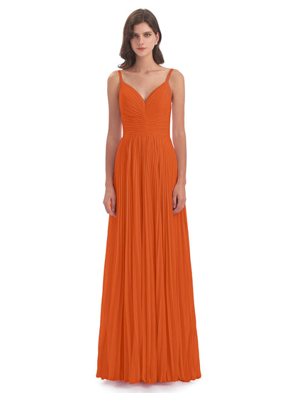 Jazlynn Floor Length Spaghetti Straps Chiffon Bridesmaid Dresses