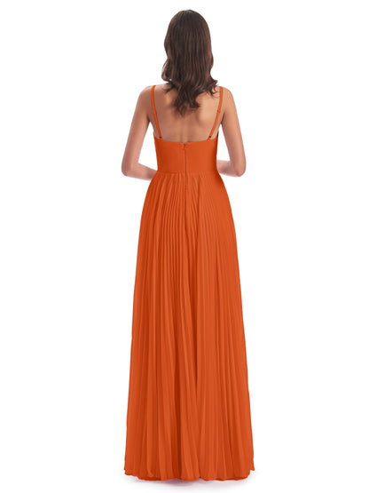Jazlynn Floor Length Spaghetti Straps Chiffon Bridesmaid Dresses