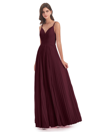 Jazlynn Floor Length Spaghetti Straps Chiffon Bridesmaid Dresses