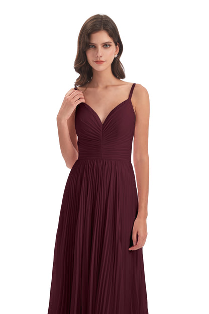 Jazlynn Floor Length Spaghetti Straps Chiffon Bridesmaid Dresses