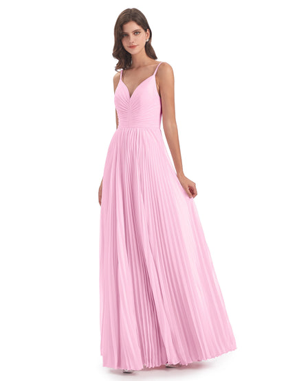 Jazlynn Floor Length Spaghetti Straps Chiffon Bridesmaid Dresses