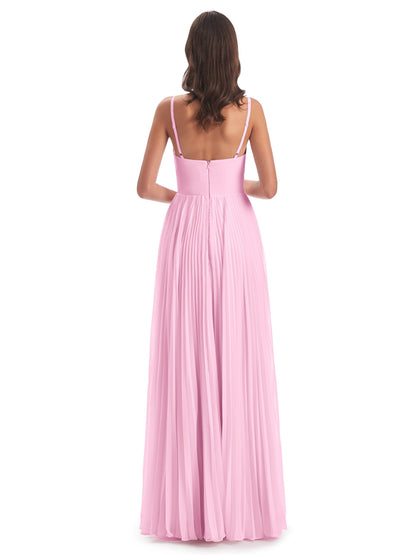 Jazlynn Floor Length Spaghetti Straps Chiffon Bridesmaid Dresses