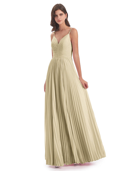 Jazlynn Floor Length Spaghetti Straps Chiffon Bridesmaid Dresses