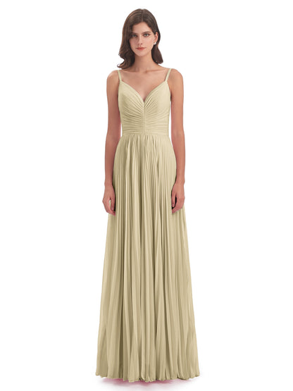 Jazlynn Floor Length Spaghetti Straps Chiffon Bridesmaid Dresses