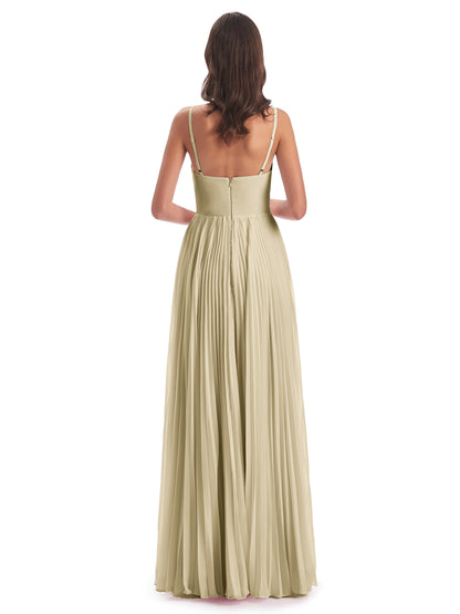 Jazlynn Floor Length Spaghetti Straps Chiffon Bridesmaid Dresses