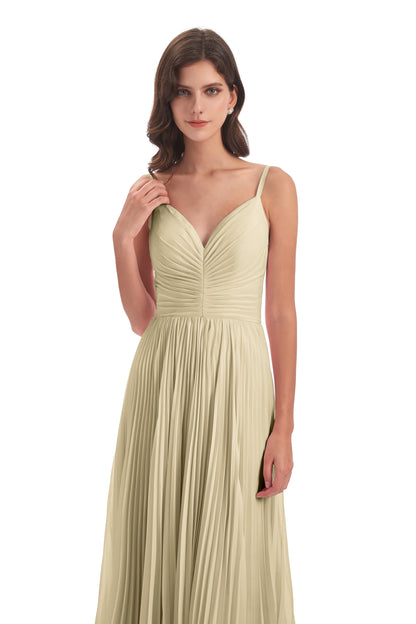 Jazlynn Floor Length Spaghetti Straps Chiffon Bridesmaid Dresses