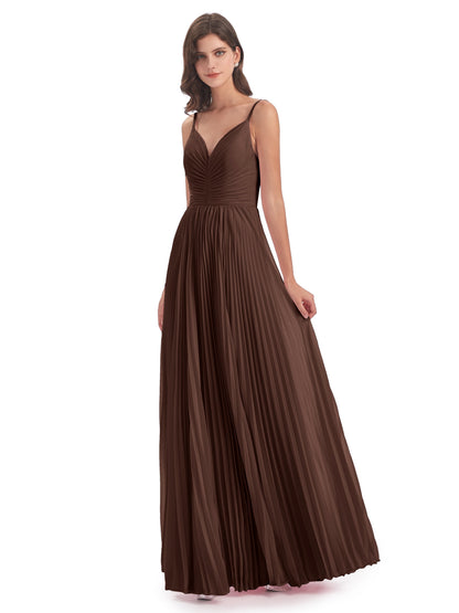 Jazlynn Floor Length Spaghetti Straps Chiffon Bridesmaid Dresses