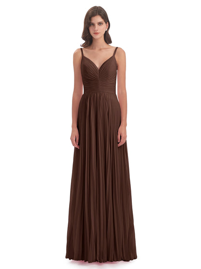 Jazlynn Floor Length Spaghetti Straps Chiffon Bridesmaid Dresses
