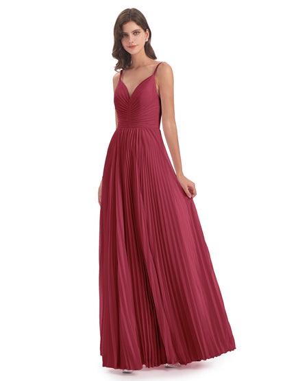 Jazlynn Floor Length Spaghetti Straps Chiffon Bridesmaid Dresses