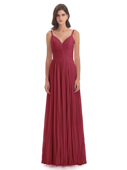 Jazlynn Floor Length Spaghetti Straps Chiffon Bridesmaid Dresses