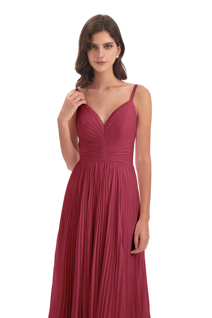 Jazlynn Floor Length Spaghetti Straps Chiffon Bridesmaid Dresses