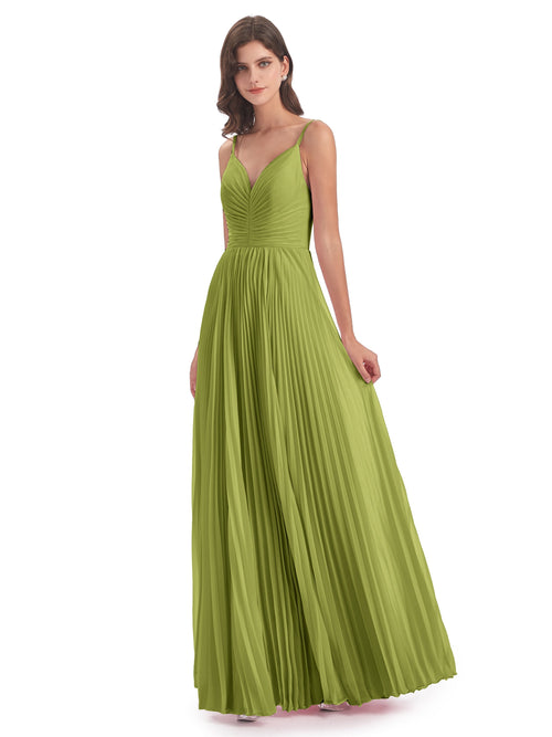 Jazlynn Floor Length Spaghetti Straps Chiffon Bridesmaid Dresses