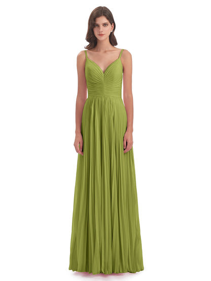 Jazlynn Floor Length Spaghetti Straps Chiffon Bridesmaid Dresses