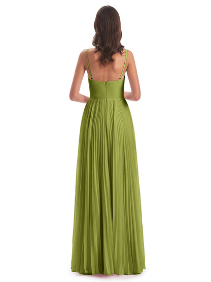 Jazlynn Floor Length Spaghetti Straps Chiffon Bridesmaid Dresses
