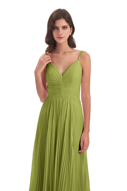 Jazlynn Floor Length Spaghetti Straps Chiffon Bridesmaid Dresses