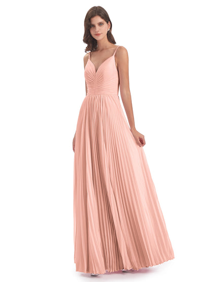 Jazlynn Floor Length Spaghetti Straps Chiffon Bridesmaid Dresses
