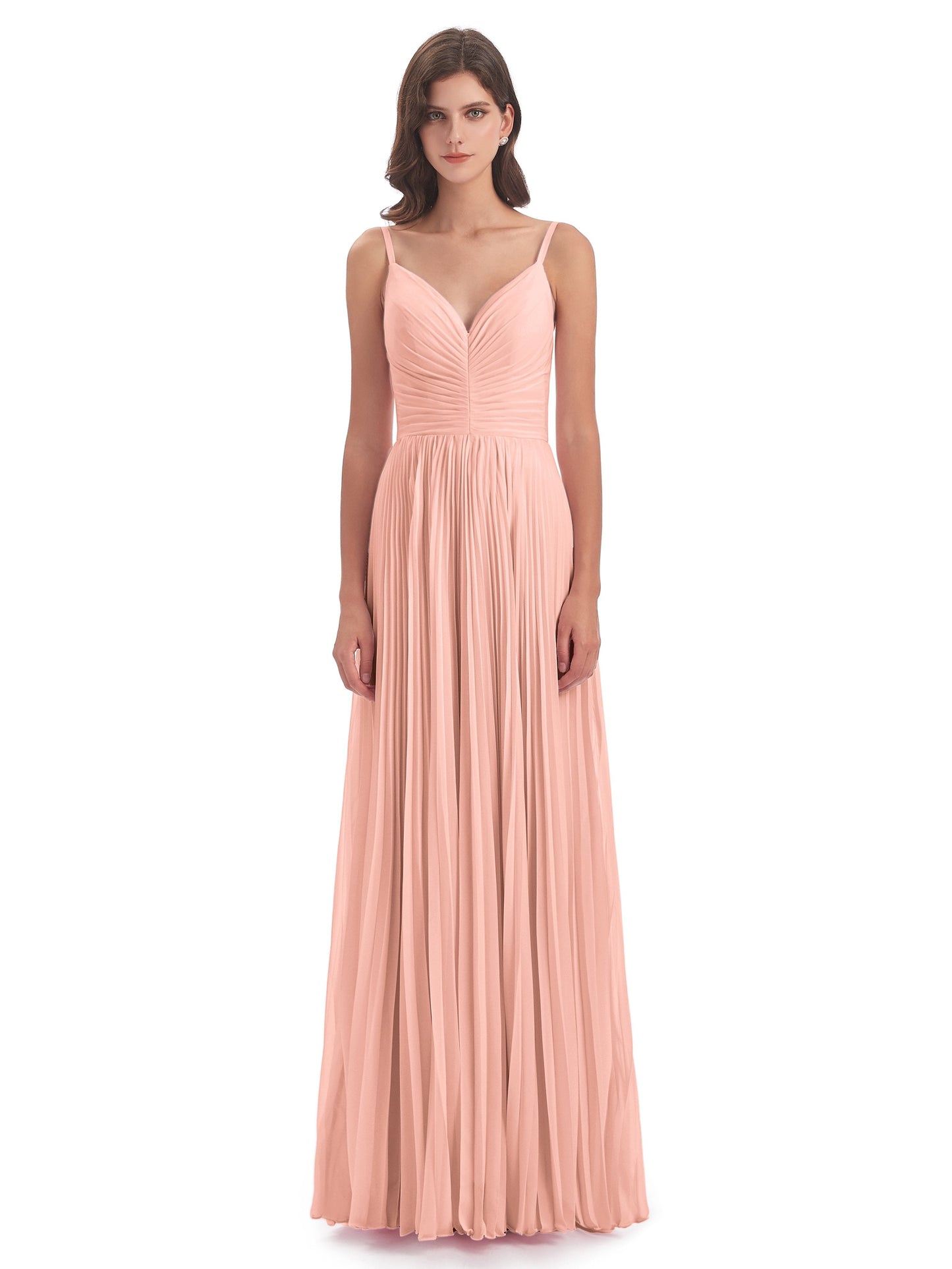 Jazlynn Floor Length Spaghetti Straps Chiffon Bridesmaid Dresses