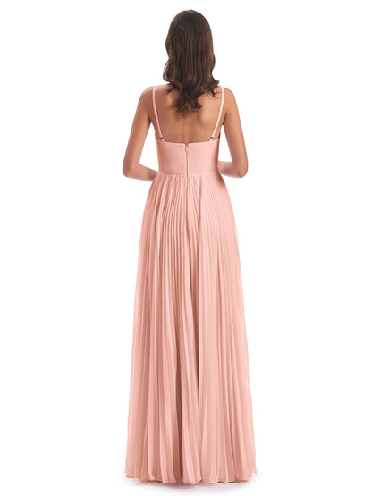 Jazlynn Floor Length Spaghetti Straps Chiffon Bridesmaid Dresses