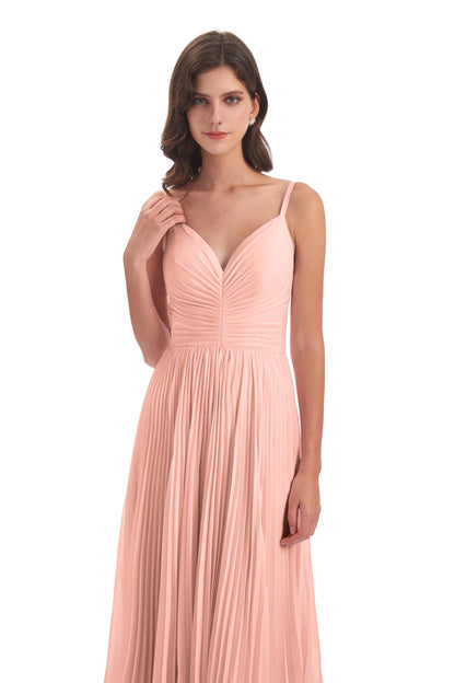 Jazlynn Floor Length Spaghetti Straps Chiffon Bridesmaid Dresses