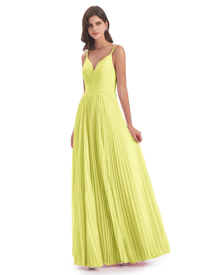 Jazlynn Floor Length Spaghetti Straps Chiffon Bridesmaid Dresses
