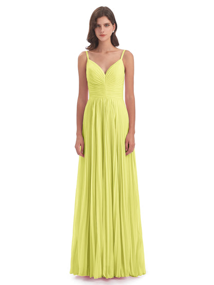 Jazlynn Floor Length Spaghetti Straps Chiffon Bridesmaid Dresses